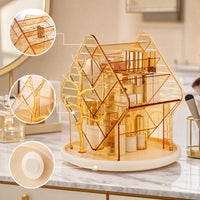 Rotating Cosmetic Organizer Clear Storage Shelf Compact for Bathroom Counter