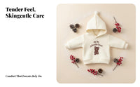 Autumn Winter Double-Sided Fleece Hooded Sweatshirt, Thick Warm Pullover, Cute Letter Pattern, Holiday Top for Babies