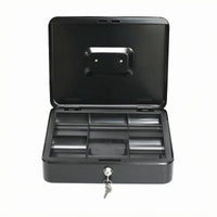 Keyed Metal Currency Box Hinged Lid Divided Currency Box Compact