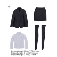 1/6 Scale Doll Solid Dark Office Attire Outfit White Shirt Toy Clothes