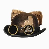 Steampunk Top Hat Rivet-Style Studs Top Hat with Goggles Decorative Ear Pieces