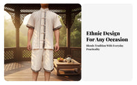 Men's Tang Suit Top, Dai Ethnic, Retro, Short Sleeve, Yunnan Xishuangbanna, Summer