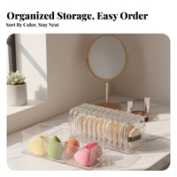 Clear Partitioned Puff Container Transparent Design for Bathroom Counter