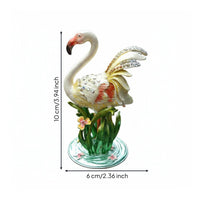 Metal Flamingo Jewelry Box Crystal Accents Enamel Flamingo Box Compact Size