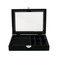 Jewelry Box with Glass Window Divided Organizer Transparent for Vanity, Bedroom