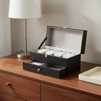 Double-Layer Watch Box Pull-out Drawer Watch and Jewelry Box Padded Slots
