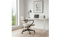 Stylish Design Ergonomic Computer Chair Skin-Friendly Textile Upholstered Rolling Desk Chair Quiet Wheels Home Furniture Easy Assembly for Students, Women, Dorm Room, Bedroom