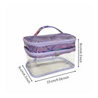 Holographic Makeup Bag Zippered Closure Transparent Toiletry Bag Double Layer