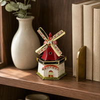 Dutch Mill Box Gold-Tone Home Decoration Compact