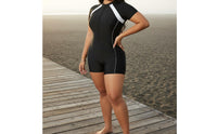 Single Piece Sun Protection Top Stretchy Material Plus Size Short Sleeve Sun Protection Top Full Coverage Swimsuit Built-in Bra