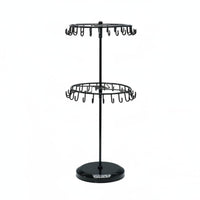 2-Tier Rotating Jewelry Stand Detachable Rotating Earring and Bracelet Organizer