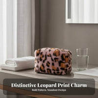 Leopard Print Makeup Bag Portable Soft Leopard Print Pouch Large Capacity