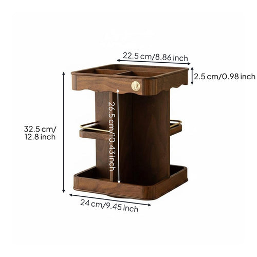 Rotating Wooden Makeup Organizer Large Capacity Walnut Scent Holder Stand Nordic Design Household Storage for Dresser Top