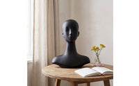 Mannequin Head with Shoulders Matte Display Bust with Shoulders Hairpiece Stand with Base Long-Neck Hat Display with Stand