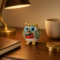 Owl Figurine Trinket Box Faceted Owl Trinket Box Textured Finish