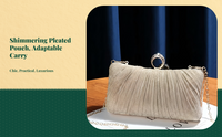 Evening Bag, Pleated glow Ring Purse, Large Capacity Shoulder Crossbody, Elegant Party Handbag for Women