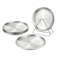 4 Pieces Round Snack Plate Shatterproof Stainless Steel Plate Rust Resistant