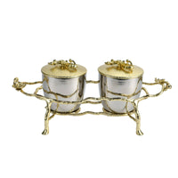 Condiment Jar with Stand Ornate Seasoning Pot with Rack Anti-Corrosive for Hosts