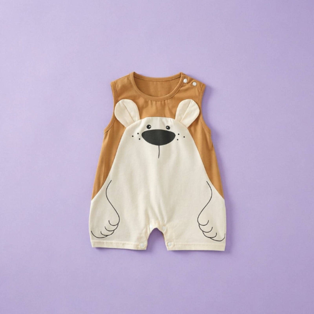 Cartoon Bear Baby Romper Soft Material Baby Romper with 3D Ears Breathable
