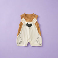 Cartoon Bear Baby Romper Soft Material Baby Romper with 3D Ears Breathable