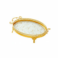 Oval Metal Serving Tray Openwork Rim Home Accessory Easy to Clean