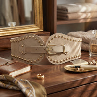 Wide Elastic Waist Belt Flexible & Comfortable StuddedWestern Adjustable Fashion Accessory for Women