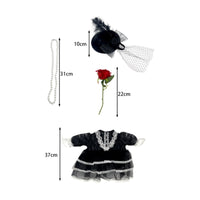 Elegant Pet Dress with Hat Fancy Lace Dog Costume Layered Cat Dress with Veil Vintage for Cats, Dogs, Small Pets, Photo Shoots, Halloween, Parties