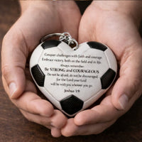 Soccer Heart Keychain Lightweight Soccer Ball Heart Pendant Presentable Dimensional Ball Keychain for Backpack