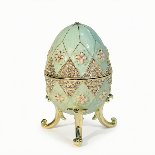 Egg Jewelry Box Hinged Egg Trinket Box Enameled for Vanity