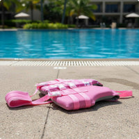 Kids Life Jacket Front Zipper Swim Aid Vest Cute Print for Snorkeling