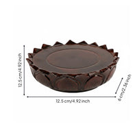 Wooden Lotus Pedestal Grooved Top Home Decor Stable Construction for Altar