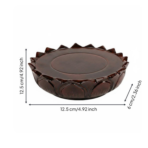 Wooden Lotus Pedestal Grooved Top Home Decor Stable Construction for Altar