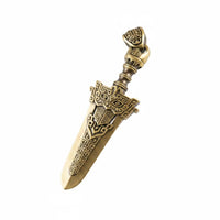 Sword Locket Geometric Engraving Gold Sword Locket Engraved Pattern