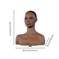 Mannequin Head with Shoulders Tanned Mannequin Bust Matte for Cosplayers