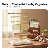 Necklace and Earring Holder Large Capacity Jewelry Stand with Band Tray Accessory Rack Easy Assembly Household Storage for Women