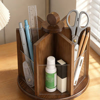 Rotating Wooden Makeup Organizer Space Saving 360 Degree Cosmetic Storage Turntable Easy Access Revolving Vanity Holder for Dresser, Washroom Counter