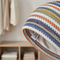 Breathable Summer Knit Cap Double-Layer Striped Knit Cap Retro for Women