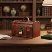 Vintage Wooden Box Decorative Wooden Keepsake Box with Lock Retro Treasure Chest Versatile Antique Design Chest