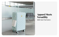 Large Capacity Quilted Hardshell Trolley Combination Lock Suitcase Adjustable Handle Travel Gear Wheels for Frequent Flyers, Business Professionals, Vacation, Short Trips, Weekend Getaways, School