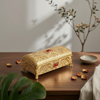 Jewelry Box with Hinged Lid Embossed Jewelry Box with Feet Rectangular for Desk
