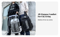Multi-Compartment Large Capacity Sports Backpack Long-Lasting Oxford Material Letter Print School Bag Versatile Carry Options