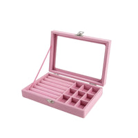 Jewelry Box with Glass Window Divided Organizer Transparent for Vanity, Bedroom
