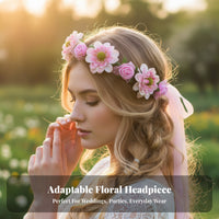 Bohemian Flower Crown Headpiece, Floral Headband, Beach, Bride, Kids, Performance Accessory