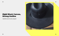 Black Wide Brim Cowboy Hat, Unisex, High Crown