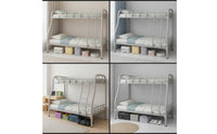 Space-Saving Metal Bunk Bed Heavy Duty Bunk Bed with Guardrails Slatted Furniture Compact for Teens, Kids