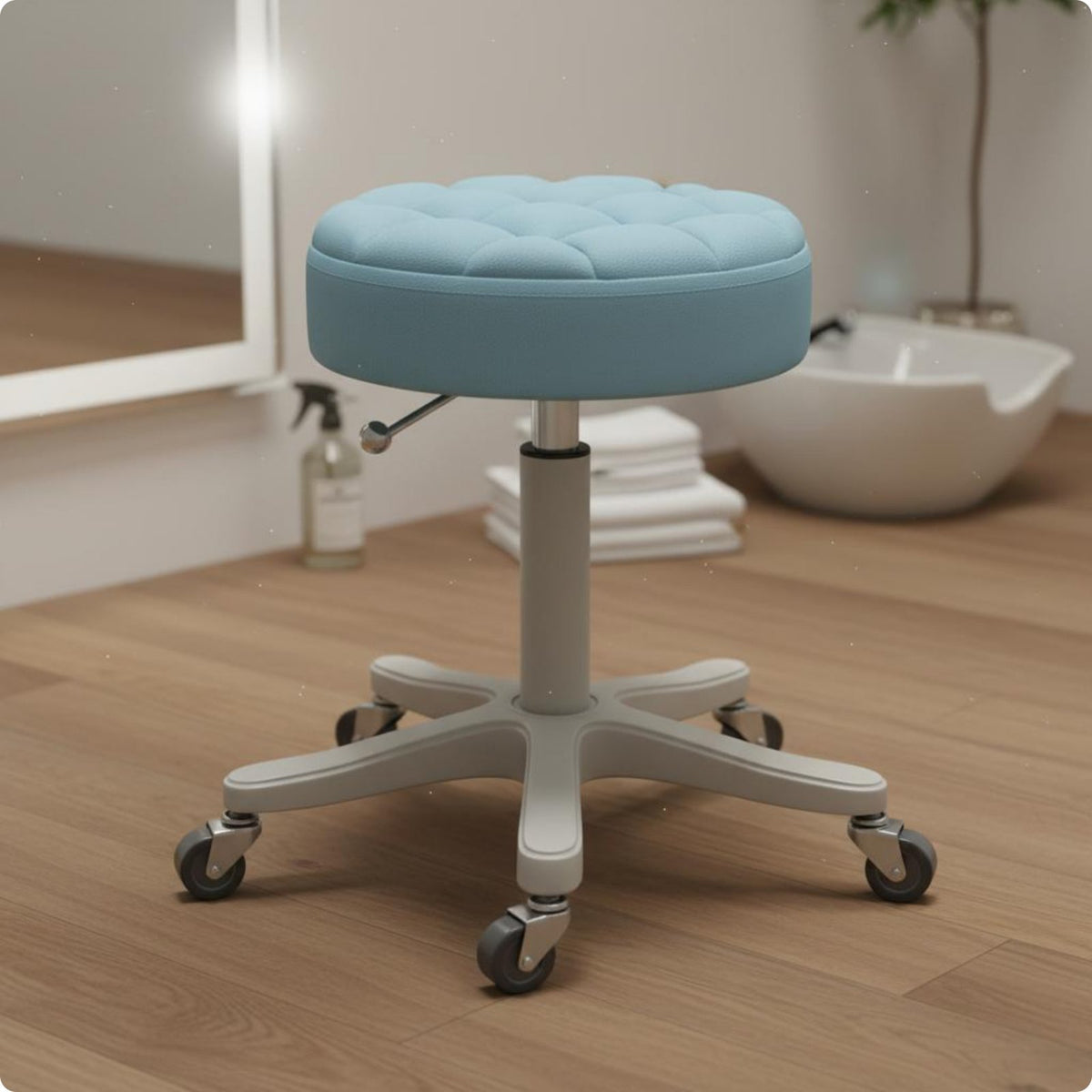 Height Adjustable Salon Stool Easy to Clean Spa Rolling Chair for Hair Stylists