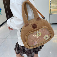 Capybara Soft Toy Bag Detachable Strap Soft Toy Capybara Bag Structured