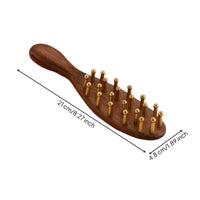 Brass Massage Comb Relaxing Wooden Comb with Brass Teeth Soothing