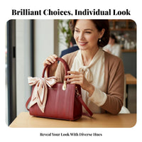 Top-Handle Satchel Detachable Strap Wavy Pattern Satchel Multiple Compartments
