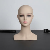 Hairpiece Mannequin Head Bald Cap Area PVC Hairpiece Head Neck and Shoulders